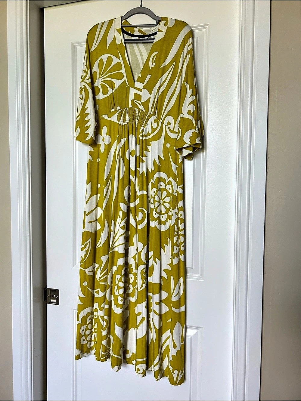 Boden New York Floral Maxi Dress in Green & White Size XL Like New